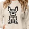 A detailed illustration of a sitting Boston Terrier breed dog in ornate style.