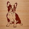 A Boston Terrier sitting on its hind legs, depicted as a simple vector design.
