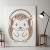 Cute Hedgehog Wears Headphones SVG Design A cute hedgehog wearing headphones, created as an editable vector image.