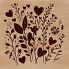 Stylized Floral Design with Love Elements A stylized illustration of a wild flower with love hearts integrated into the design.