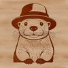 A digital illustration of a river otter wearing a hat, depicted in vector format.