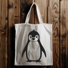 Icy Bird Portrait Vector Art A single penguin standing on the ice, depicted in simple vector lines.