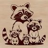An SVG file containing a detailed design of a raccoon for various creative projects.
