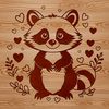 Cuteness Overload Raccoon Clip Art A cute raccoon animal with heart symbols surrounding it.
