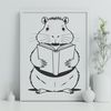 Rodent Reads on the Ground A rodent animal sitting on the ground with a book in its paws.