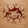 Toad Portrait Behind Brick Wall A cartoon-style digital illustration of a toad's head peeking out from behind a broken brick wall.