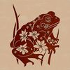Wildflower Whimsy A colorful digital illustration of a toad sitting on a bed of flowers in a natural setting.