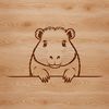 A medium-sized rodent with a rounded body and short ears, peeking out from behind a rock.