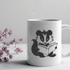 Skunk Character Illustration A skunk character reading a book in a forest setting.
