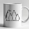 Cute Animal Silhouette in Black and White A black-and-white illustration of a penguin waddling on ice.