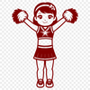 Little Girl in Cheerleading Uniform A young girl wearing a cheerleader uniform and pom-poms, perfect for use in sports-themed designs or crafts.