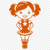 Young Cheerleader Pose A young girl in a cheerleading uniform posing with her pom-poms.