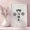 Young Athlete Vector Art Illustration of a young girl in a cheerleading uniform, perfect for personal or commercial projects.