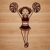 Young Cheerleader Vector Illustration A young girl in a cheerleading uniform and pom-poms poses with confidence.