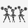 Young Female Cheerleader SVG Design A stylized illustration of a young female cheerleader in a sporty uniform.