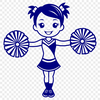 Young Cheerleader in Motion A young female cheerleader in motion, jumping up with her arms raised in the air.