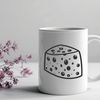 Rounded Wedge Cheese Design A 2D illustration of a wedge-shaped cheese with rounded edges and smooth surface.