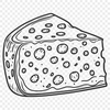 Beautiful Cheese Illustration A detailed illustration of a wedge-shaped cheese with texture and shading.