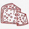 A round or wedge-shaped cheese illustration in a digital format.