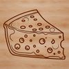 A high-quality digital illustration of a wedge-shaped cheese with intricate details.