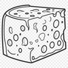 A 2D illustration of a wedge of cheese in a variety of formats including SVG.