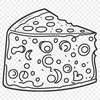 A detailed illustration of a wedge of cheese with intricate design.