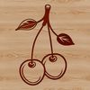 Red Fruit with Stem Clip Art A ripe red cherry fruit with stem attached.