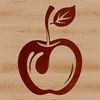 A stylized illustration of a ripe cherry fruit with glossy skin and stem.