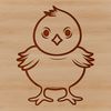 Whimsical Chick Vector Art A simple line drawing of a cute farm animal with feathers and beak.