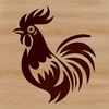 Colorful Rooster Farmyard Scene A colorful illustration of a rooster standing proudly on a farm yard.