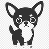 A digital illustration of a small Chihuahua dog breed in a simple silhouette.