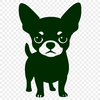 A small breed dog, specifically a Chihuahua, in a simple vector design.