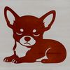 A small breed dog, specifically a Chihuahua, illustrated in simple vector lines.