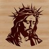 Jesus SVG Icon with Gentle Features A vector representation of Jesus' face with gentle features and a classic expression.