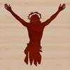 A silhouette image of Jesus in a crucifix pose.