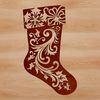 Ornate floral Christmas stocking design, suitable for vector art projects.
