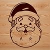 A vector illustration of a bearded man in a red suit with white fur trim, wearing a hat and carrying a sack.