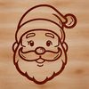 Santa Claus Illustration in Simple Lines A simple line drawing illustration of Santa Claus's head with a hat and beard.