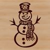Cozy Snowman Scene Illustration A digital illustration of a snowman made from stacked snow blocks in winter attire.