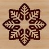 A delicate, symmetrical snowflake design suitable for winter projects.
