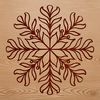 A delicate 2D snowflake design made from interconnected lines and shapes.