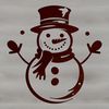 Classic Snowman Design Free Download A vector graphic design of a classic snowman character against a snowy background.