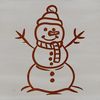 Vector illustration of a snowman in a festive holiday setting with snowflakes surrounding it.
