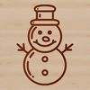 Simple Snowman Line Art Illustration A simple line drawing of a snowman in winter attire, suitable for Christmas decorations.