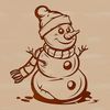 A simple winter character made of stacked snow blocks, suitable for Christmas decorations.