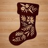 Floral Christmas Stocking Design A traditional Christmas stocking with a floral pattern, suitable for vector art designs.