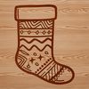 Vector design for a traditional Christmas stocking with holly pattern.