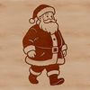 A simple vector graphic image of Santa Claus in a traditional red suit.