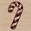 Striped Candy Design Icon A red and white striped candy cane with a festive holiday design.
