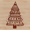 Festive Holiday Tree Design A stylized illustration of a traditional Christmas tree with ornate branches and decorations.